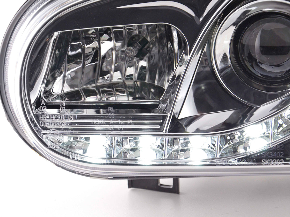 Scheinwerfer Set Daylight LED Tagfahrlicht VW Golf 4 97-03 chrom Scheinwerfer Set Daylight LED Tagfahrlicht VW Golf 4 97-03 chrom
